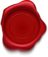 Shiny red wax seal featuring empty space for a logo or symbol, ensuring authenticity and security for legal documents and agreements while adding a classic touch to important correspondence vector