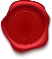 Red wax seal with empty space for a logo or symbol, representing security, authenticity, and official validation of documents or agreements vector