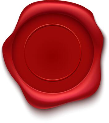 Red wax seal with empty space for a logo or symbol, representing security, authenticity, and official validation of documents or agreements