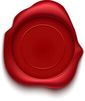 Red wax seal featuring an empty space for a symbol or text, representing authenticity and legality while emphasizing the finalization of contracts and agreements vector