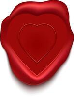 Heart shaped red wax seal symbolizing love, romance, and commitment, exuding a classic and elegant essence of affection, perfect for expressing deep emotions in correspondence vector