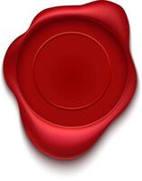 Red wax seal with empty space for text is guaranteeing authenticity and security, creating a vintage and classic look for documents, contracts, and letters vector