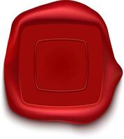 Red wax seal with empty square space for text or logo, isolated on white background, creating a sense of authenticity, tradition, and security, ideal for legal, notary, or vintage design projects vector