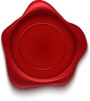 Red wax seal with empty space for custom text or image securing an important official document, signing a contract or agreement, or closing a business deal vector