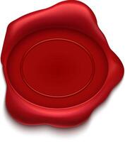 Red wax seal with empty space for text or logo is guaranteeing authenticity, security, and serves as a symbol of quality and tradition, ensuring document integrity and adding a touch of elegance vector