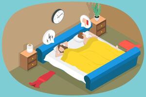 3D Isometric Flat Conceptual Illustration of Sexual Dysfunction, Intimate Life Problems vector