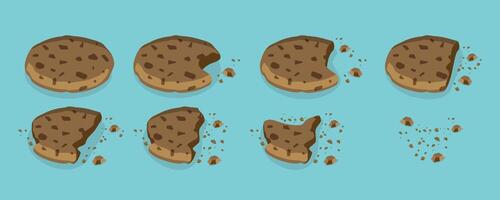 3D Isometric Flat Set of Bitten Cookies, Chip Biscuit and Crumbs vector