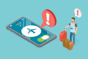 3D Isometric Flat Conceptual Illustration of Airplane Mode Alert , Cellphone Smartphone Notice vector