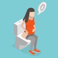 3D Isometric Flat Conceptual Illustration of Diarrhea During Pregnancy, Digestive Problems vector