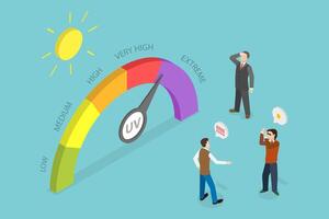 3D Isometric Flat Conceptual Illustration of UV Index, Sun Protection Guidelines vector