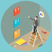 3D Isometric Flat Conceptual Illustration of Task Management, Creating a Prioritized Work To-Do List vector