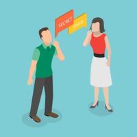 3D Isometric Flat Conceptual Illustration of Secret, Secrecy and Gossips vector