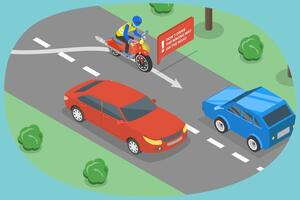 3D Isometric Flat Conceptual Illustration of Driving Safety, Do not Drive the Wrong Way on the Road vector