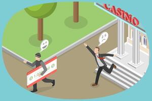 3D Isometric Flat Conceptual Illustration of Robbery, In Pursuit of the Robber vector