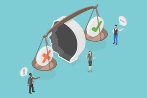 3D Isometric Flat Conceptual Illustration of Prejudice, Implicit Vias Social Stereotypes vector