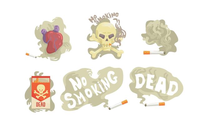Dangers of Smoking Cigarette Illustrated Set