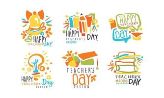 Happy Teachers Day Labels and Badges Original Design Set vector