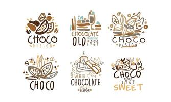Chocolate Original Labels and Logos Design Set vector