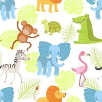 Cute African Animals and Birds Seamless Pattern, Design Element Can Be Used Fabric, Wrapping Paper, Website illustration vector
