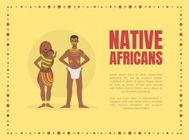 Native Africans Banner Template with Tribal People in Traditional Clothes and Space for Text illustration vector