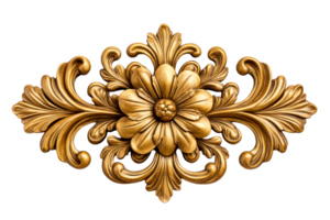 Intricate floral design with gold details on clear background png