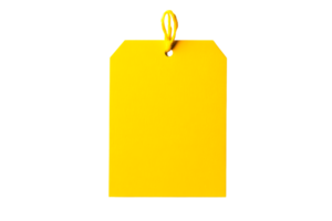 Blank yellow tag with string for labeling and organization tasks png