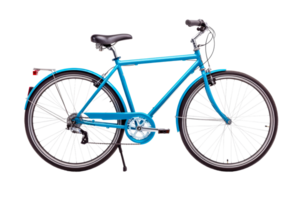 Colorful blue bicycle with sleek design on transparent background png
