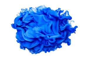 Vibrant blue ink swirl with transparent background png