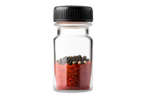 Spice jar filled with various seasonings on transparent background png