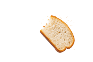 Sliced bread piece with crumbs isolated on transparent background png