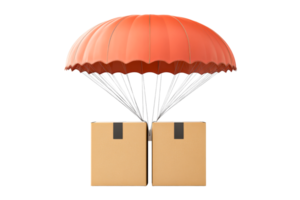 Package delivery using parachute with transparent background png
