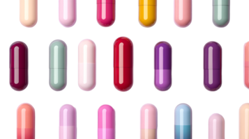 Colorful capsules in a seamless pattern on clear background png