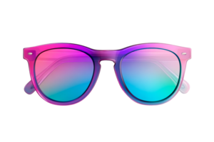 Stylish gradient sunglasses with colorful lenses and transparent frame png