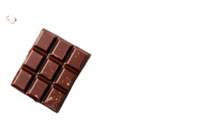 Dark chocolate bar with multiple squares on a transparent background png