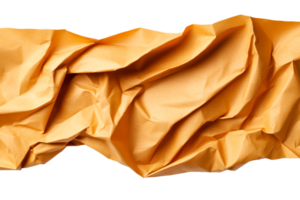 Crumpled orange paper texture with transparent background for design png