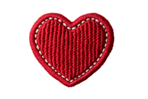 Heart shaped embroidered patch with detailed stitching design png