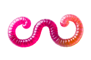 Colorful candy worm in a playful twisted shape with a bright design png