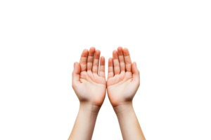 Hands open in a welcoming gesture against a transparent background png