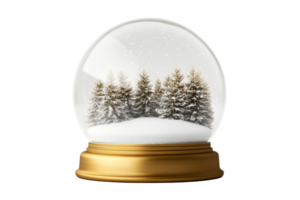 Snow globe with pine trees and winter scenery in clear design png