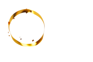 Elegant golden ribbon swirling in an abstract form with transparency png