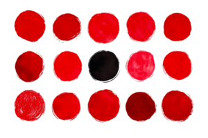 Bright red circular patterns on a transparent background png