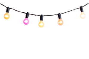 Decorative string lights with colorful bulbs for festive occasions png