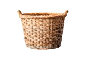 Woven basket with handles for storage and organization png