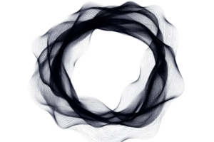 Dynamic circular pattern with flowing curves on transparent background png