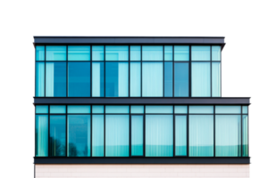 Modern building facade with large glass windows and minimal design png