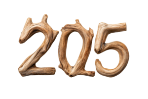 Wooden numbers forming the figure 205 with a rustic look png