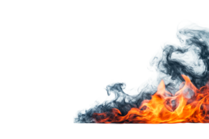 Dynamic flames with smoke on a transparent background for design png