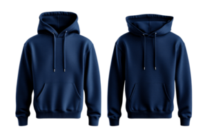 Two navy blue hoodies displayed on a transparent background png