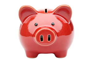 Bright red piggy bank on a transparent background for savings png