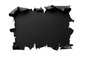 Torn black paper with jagged edges on transparent background png